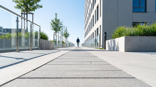 All&eacute;e Moderne Bord&eacute;e d'Immeubles et d'Arbres