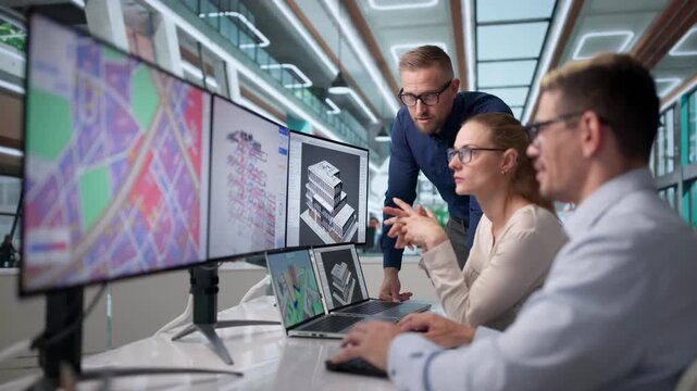 Three Professionals Collaborate Using BIM Software