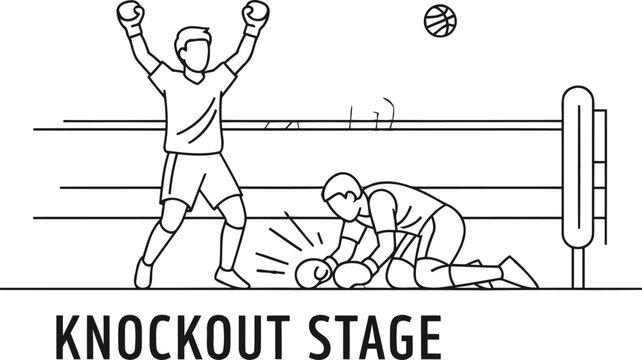 Boxing match knockout stage illustration