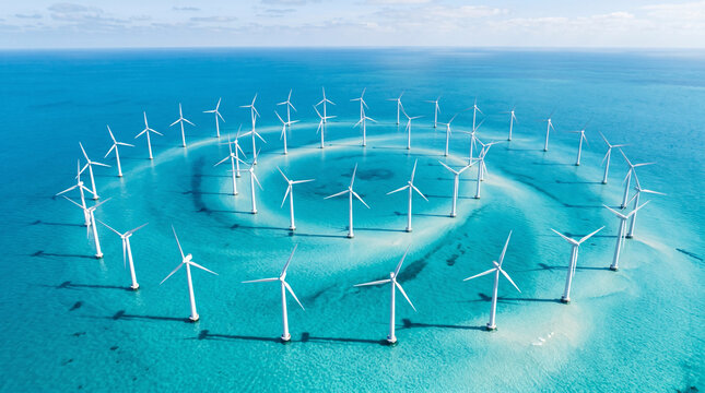 Parc &Eacute;olien Offshore en Formation Circulaire au Large