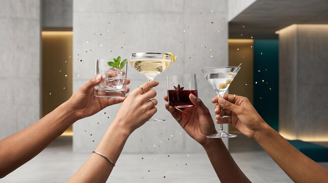 Personnes Trinquant avec des Cocktails lors d&rsquo;une C&eacute;l&eacute;bration