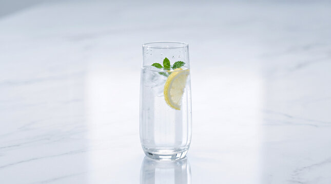 Verre d'Eau avec Rondelle de Citron et Menthe
