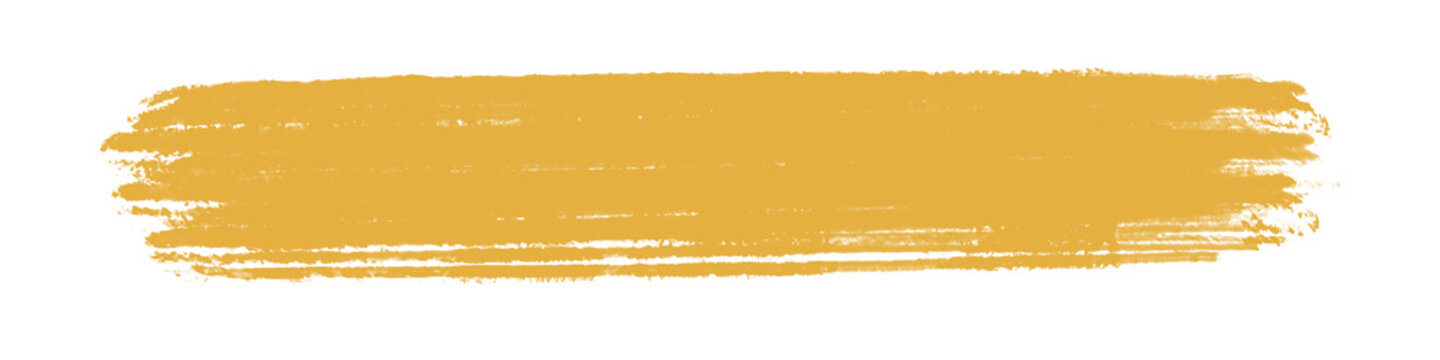 Yellow paint brush stroke line. Ochre oil color texture smudge, acrylic ink streak, gouache paint trail stain, watercolor splash shape.
