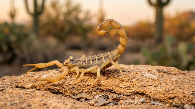 bark scorpion close up macro desert wildlife nocturnal insect video