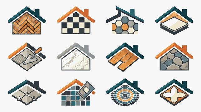 Modern House Stages and Construction Icons.