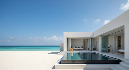 Fototapeta premium Modern Tropical Modern Beachside Swimming Luxury Villa with Pool