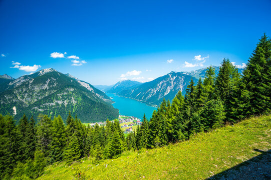 Lake Achensee alpine landscape in Tyrol Austria