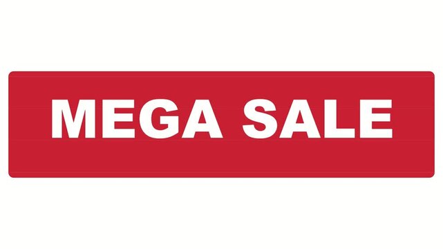 Bold mega sale typography animation displayed on red banner background creating eye catching retail promotion and marketing motion graphic visuals