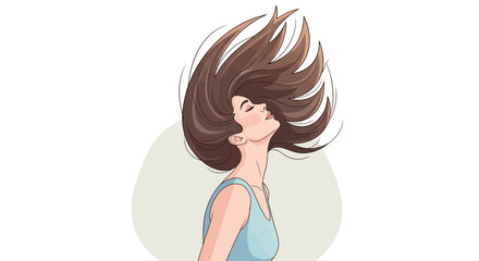 Obraz premium Woman with flowing brown hair blowing.