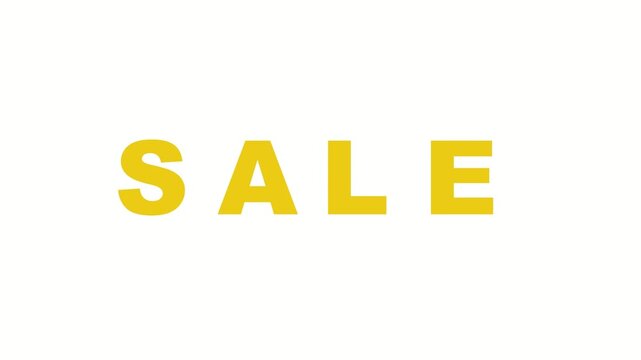 Summer sale typography animation featuring separated yellow letters forming sale message on light background creating modern retail promotion visuals
