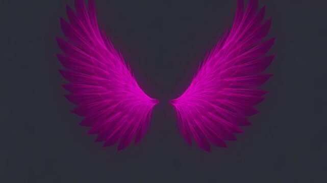 Glowing Neon Pink Wings Flapping on Dark Background.