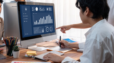 Naklejka na ściany i meble Business data dashboard provide brisk business intelligence analytic for marketing strategy planning