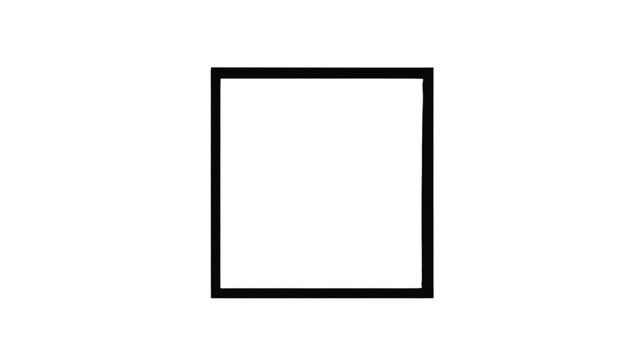 Square frame displays a clean black border on a crisp white background with sharp edges and minimalist geometry for modern design projects that require a simple, bold, and high-contrast visual.