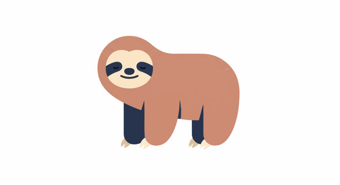 A cute cartoon sloth with a smiling face