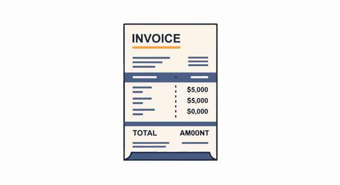 A digital illustration of a simple invoice with a blue and orange color scheme