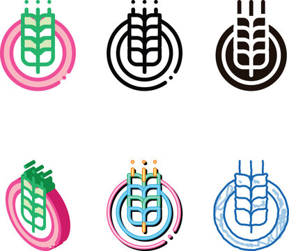 Wheatear In stylized Round Frame Vector Thin Line Icon. Ear Of Wheat Wheatear Organic Cosmetic, Natural Component Linear Pictogram. Eco-friendly, Cruelty-free Product, Molecular Analysis Contour