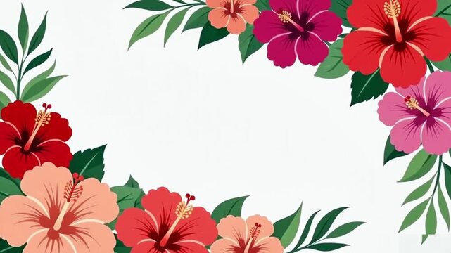 Hibiscus Flower Corner Design with Tropical Floral Decorative Arrangement