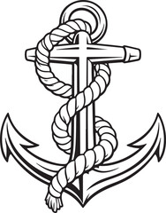 Nautical Anchor with Rope and Cross white background © BIPLABKUMAR