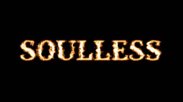 A dark and haunting text logo featuring the word SOULLESS in bold golden letters against a deep black shadowed background