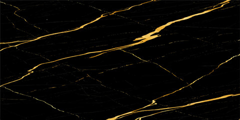 Luxurious black marble stone background with striking golden veins polished surface texture ideal for abstract decorative design modern architecture interiors © MstAlea
