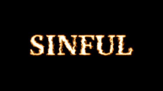 A bold dramatic text logo of the word SINFUL in golden glowing distressed letters against a deep dark dramatic black background
