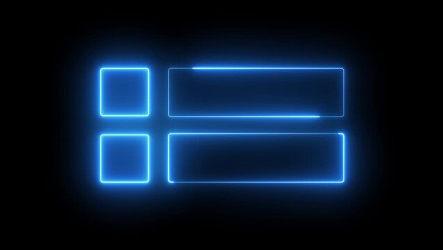 Glowing  Blue color Neon Light Display Icon frame on Black Background Vector Illustration 4K video.