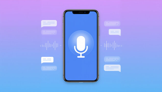 音声入力でAIが返答を生成するスマートフォンUI素材