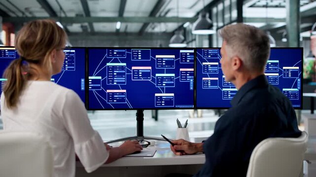 Software Developers Collaborating On Low Code Platform Using Drag
