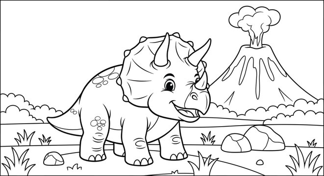 Triceratops dinosaur coloring pages educational activity for kids and toddlers