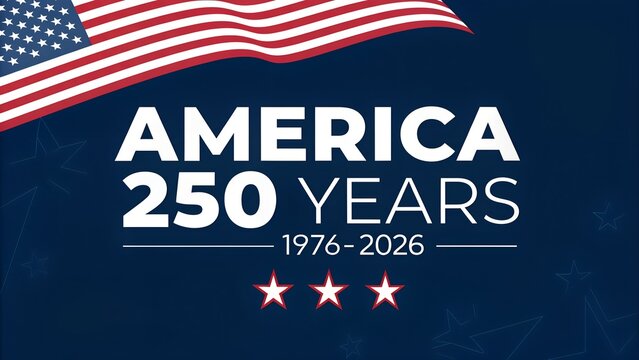 USA 250 Celebration America 250th Anniversary Patriotic Commemorative Banner Design, America 250 Years Independence Anniversary Celebration Background with USA Theme, United States 250th Anniversary