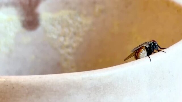 Housefly on a cup