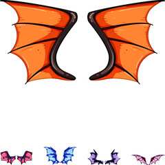 Naklejka premium Fantasy creature's wings vector art providing a vibrant selection of mythical elements for design projects, halloween decorations, or magical themed content