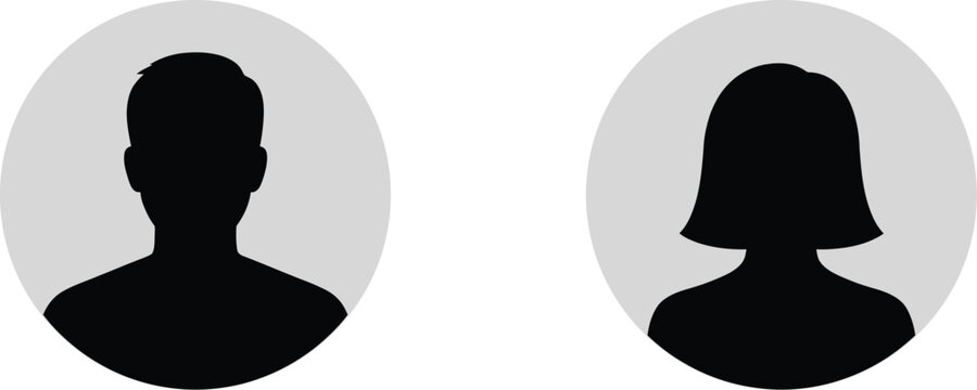 Black silhouette of a man and woman anonymous profile pictures