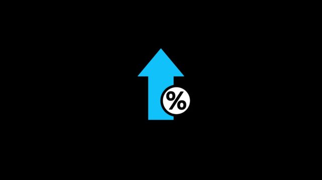 Interest rate increase arrow animation.Financial, business, and statistical analysis.