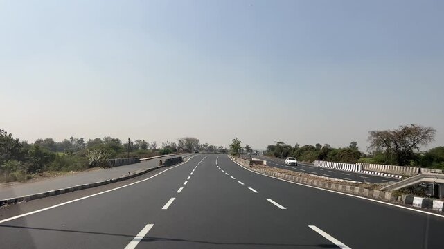 Delhi Amritsar Katra Expressway Drone View Showing Modern Greenfield Highway Infrastructure, High-Speed Road Network, and North India Connectivity