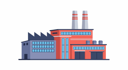 Fototapeta premium A factory building with two smokestacks and industrial design