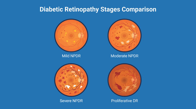 Eye Fundus Examination Diabetic Retinopathy Stages Comparison