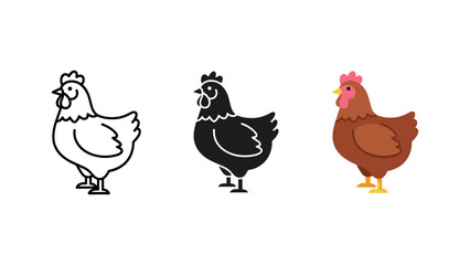 Chicken farm animal icon set with livestock agriculture illustration domestic creature collection © Nuyab Stock