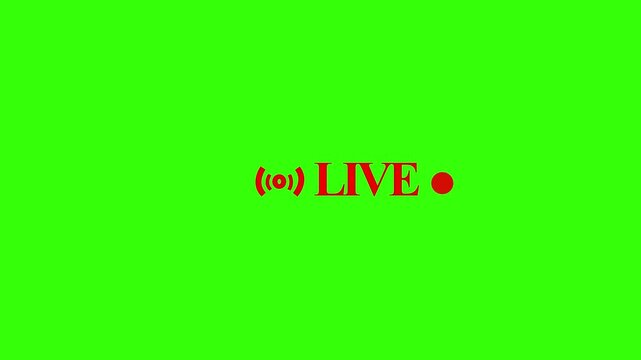 Live on air motion graphics animation red button live streaming broadcast icon  on a green background. 4k