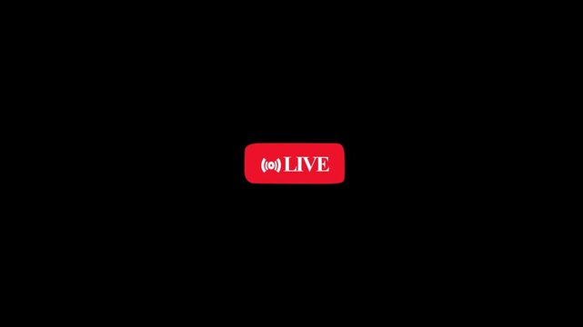  Red button Live streaming animation ,Perfect for shows and social media live performances or your channel.on Black background 4k video