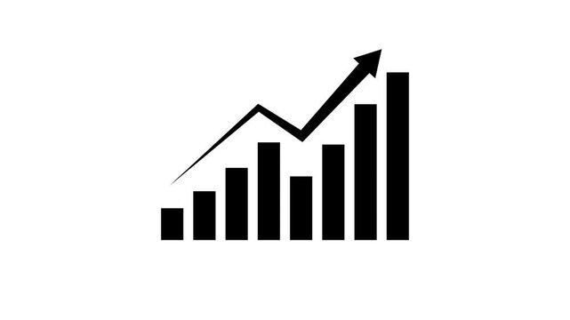 Statistics bars columns growth, arrow up.Interactive bar chart demonstrates modern financial forecasting variables. Economic growth concept using interactive bar chart.
