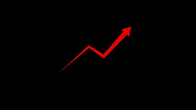 Red color Abstract arrow growth chart of economy icon animated from down to up arrow animation .business graph up arrow animation 4k video. business growth arrow and graph chart arrow 4k.