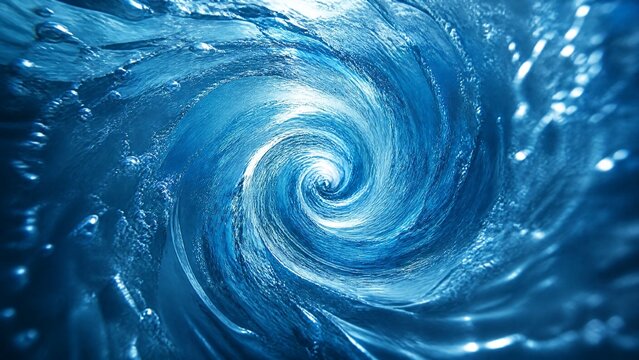 impeller. Dynamic spiral vortex in clear blue water, created by an unseen impeller. bar promotions, beverage menus, designed for food & beverage menus and cafe branding.