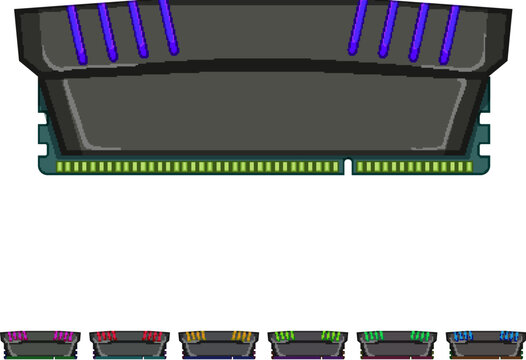 computer desktop memory cartoon. pc ram, access board computer desktop memory sign colorful illustration