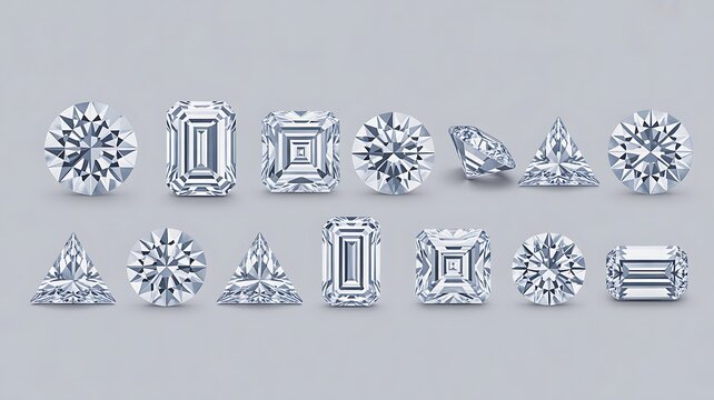 A high-speed photograph of various cut gemstones on a plain surface