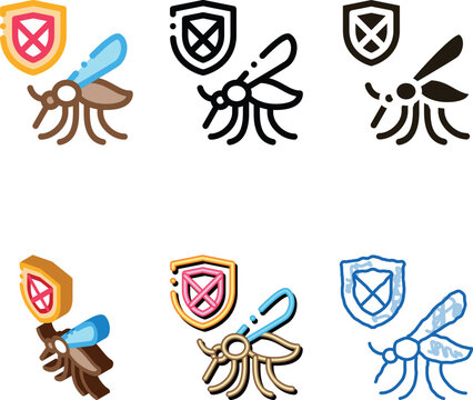 Mosquito multipack Shield Icon Vector. Outline Mosquito Shield Sign. Isolated Contour Symbol