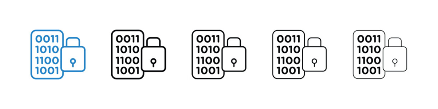 Binary Lock icon bundle vectors illustrations