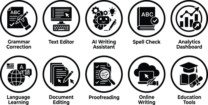 Writing and education technology icons