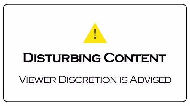 Warning. Disturbing Content, Viewer Discretion is Advised Animated Sign animation in 4k animation with alpha channel  on transparent background Warning. Disturbing Content, animation 