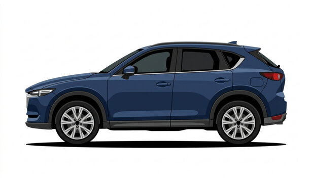 modern family suv vector illustration with blue crossover car vehicle side view for travel concepts